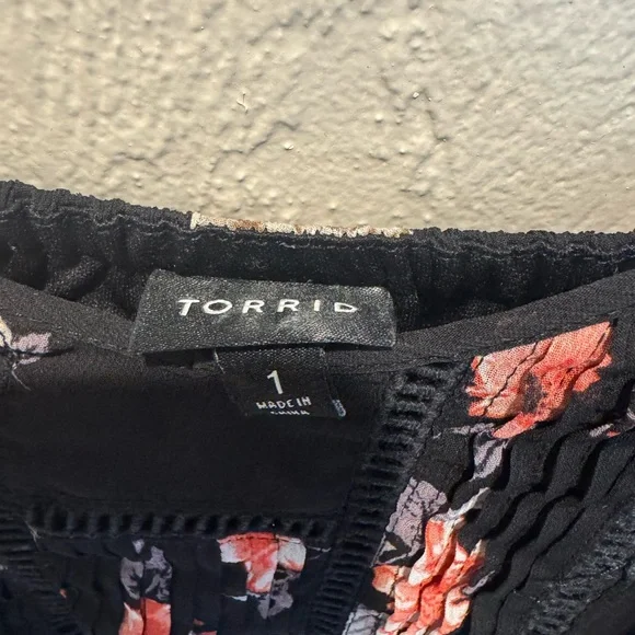 Torrid Black Dress with Red and White Floral Design - Picture 5 of 5